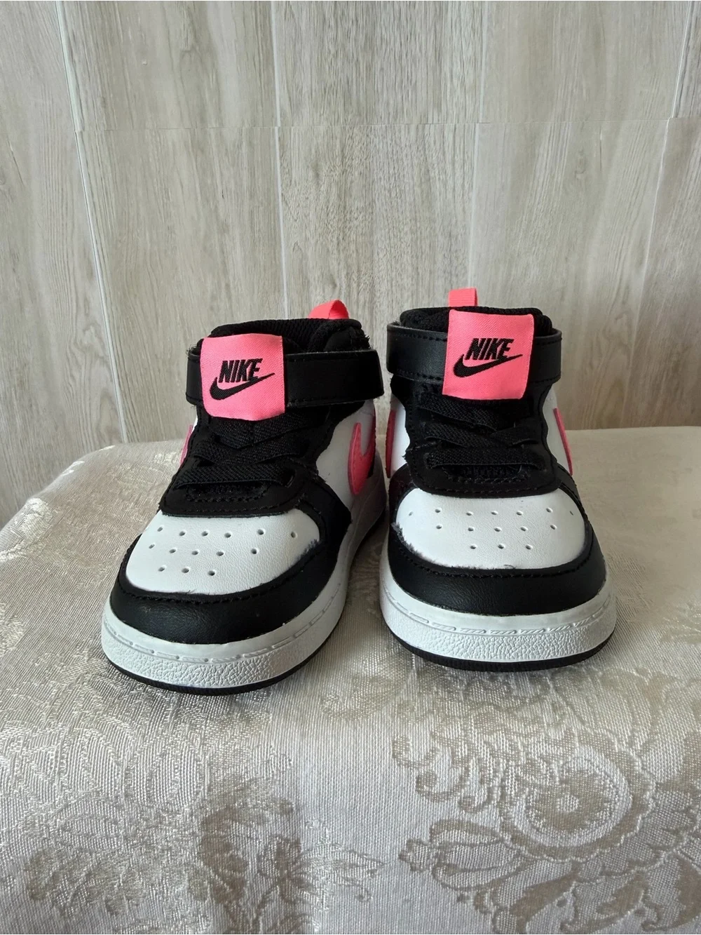 Nike Kids High-Top Sneakers - White, Black & Hot Pink
